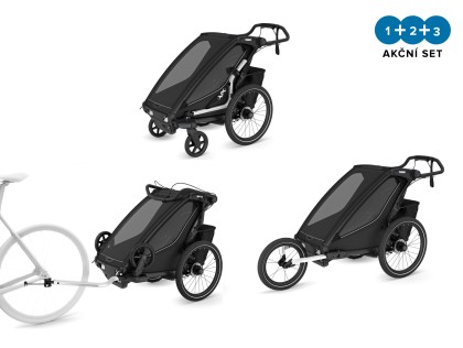 Thule Chariot Sport 2 G3 SINGLE Black + bike set + kočíkový set + bežecký set