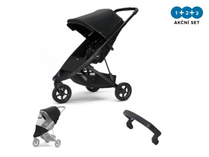 Kočík Thule Spring Black / Midnight Black 2022 + madlo + pláštenka