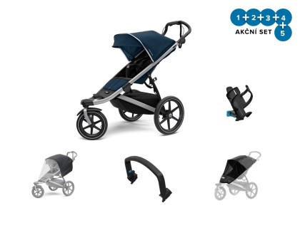 Thule Urban Glide 2 Alu / Majolica Blue 2022 + pláštenka + madlo + ochranná sieť + držiak na pitie