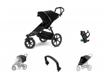 Náhľad produktu - Thule Urban Glide 2 Black 2022 + pláštenka + madlo + ochranná sieť + držiak na pitie