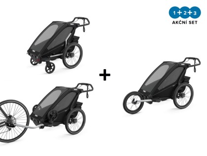 Náhľad produktu - Thule Chariot Sport 1 Midnight Black 2022 + bike set + kočíkový set + bežecký set
