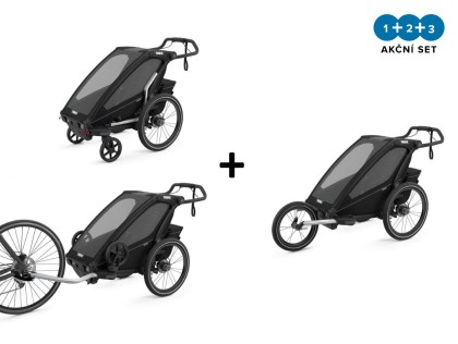 Thule Chariot Sport 1 Midnight Black 2022 + bike set + kočíkový set + bežecký set