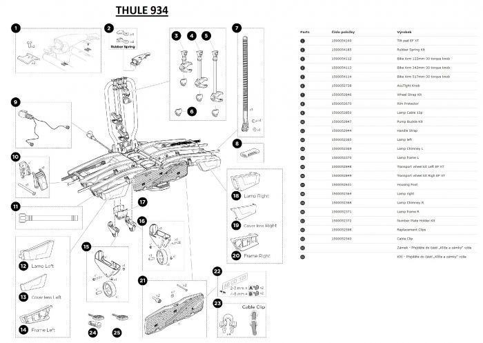 Náhľad produktu - Opravný kit Thule 54185 pre nosiče bicyklov na ťažné zariadenie