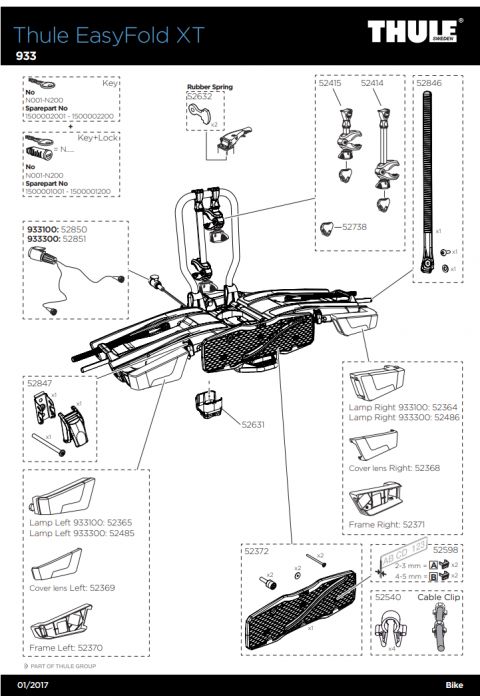 Náhľad produktu - Opravný kit Thule 54185 pre nosiče bicyklov na ťažné zariadenie