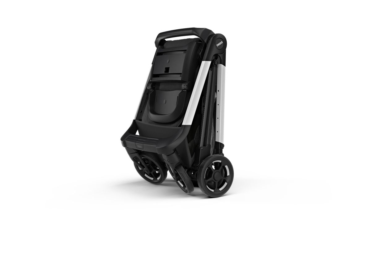 Náhľad produktu - Kočík Thule Shine Grey Melange on Aluminum 2022 + vanička + ochrana proti slnku / dažďu Thule