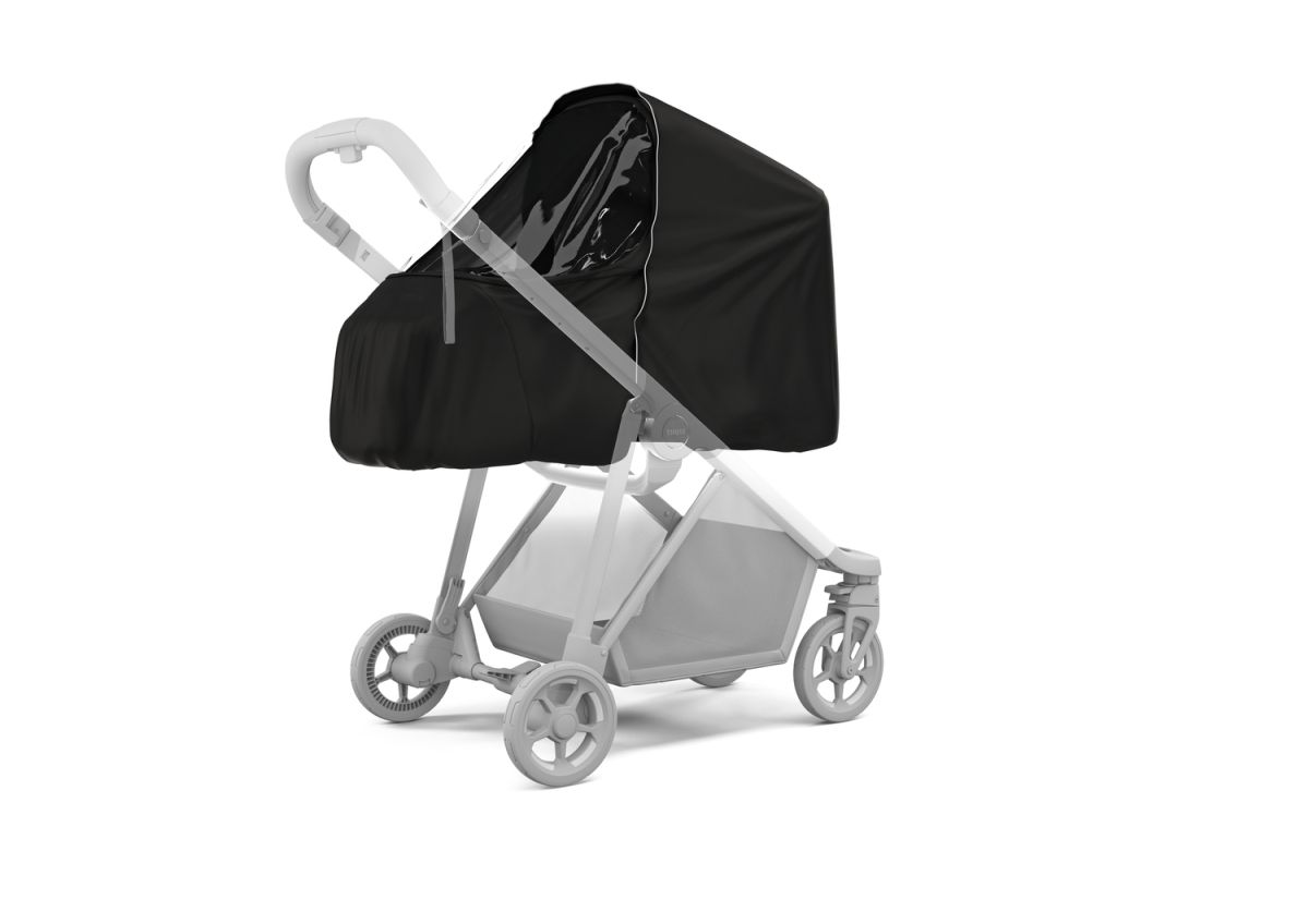 Náhľad produktu - Kočík Thule Shine Mallard Green on Aluminum 2022 + vanička + ochrana proti slnku / dažďu Thule