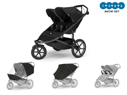 Náhľad produktu - Thule Urban Glide 3 Double Black + pláštenka double + moskytiéra double + 2x madlo