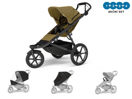 Thule Urban Glide 3 Nutria Green + pláštenka + moskytiéra + madlo