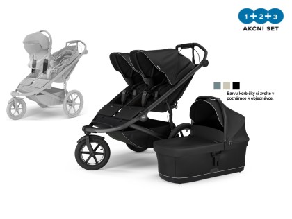 Thule Urban Glide 3 Double Black + hlboká korba + adaptéry na autosedačku