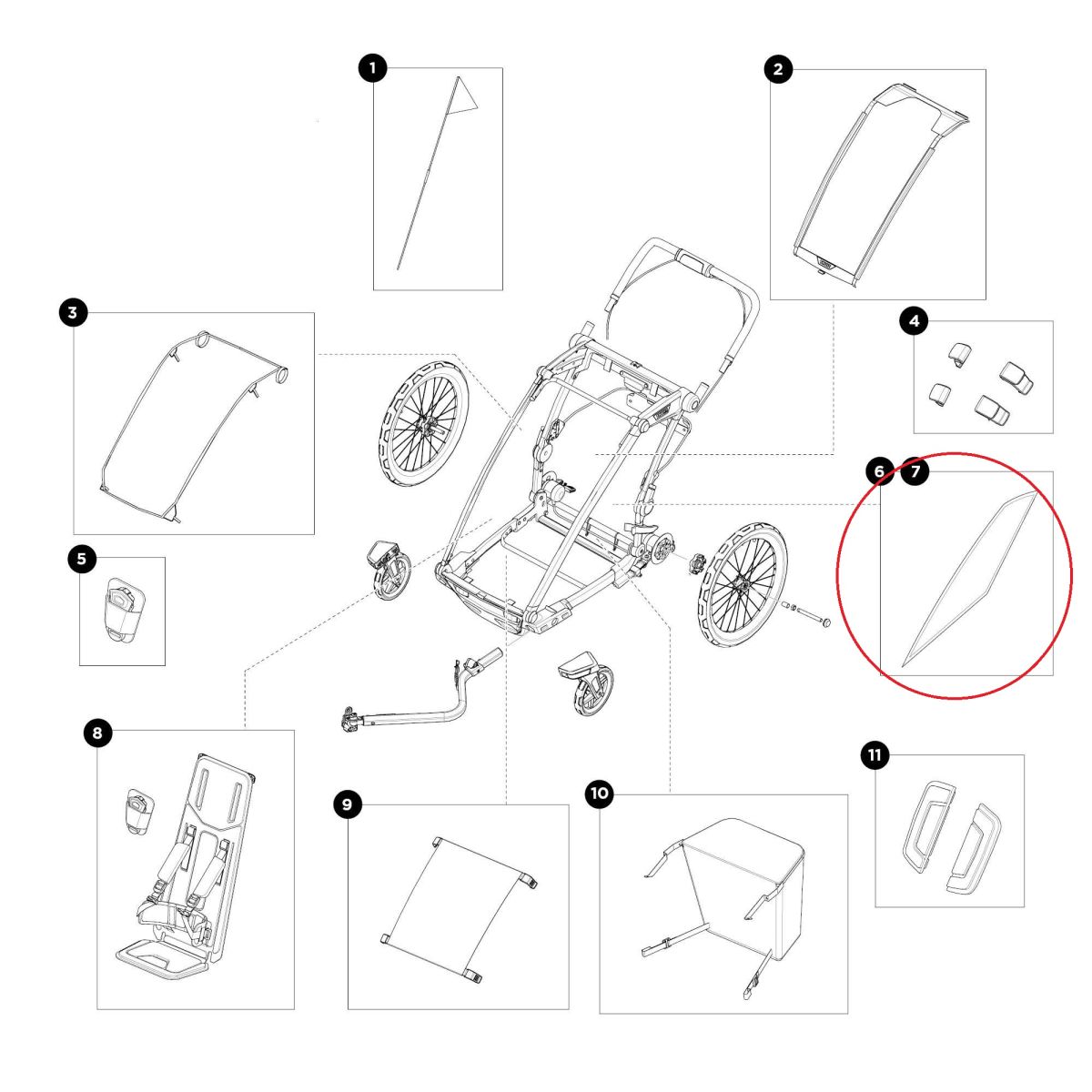 Náhľad produktu - Thule Chariot Sport 2 - Zip-off window left 55185