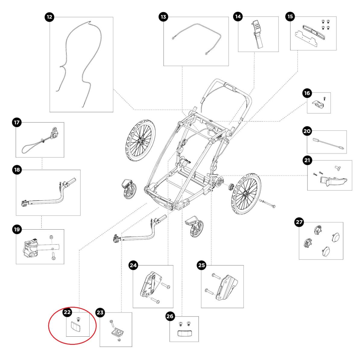 Náhľad produktu - Thule Chariot 2, Thule Bexey - Reflector white 55384