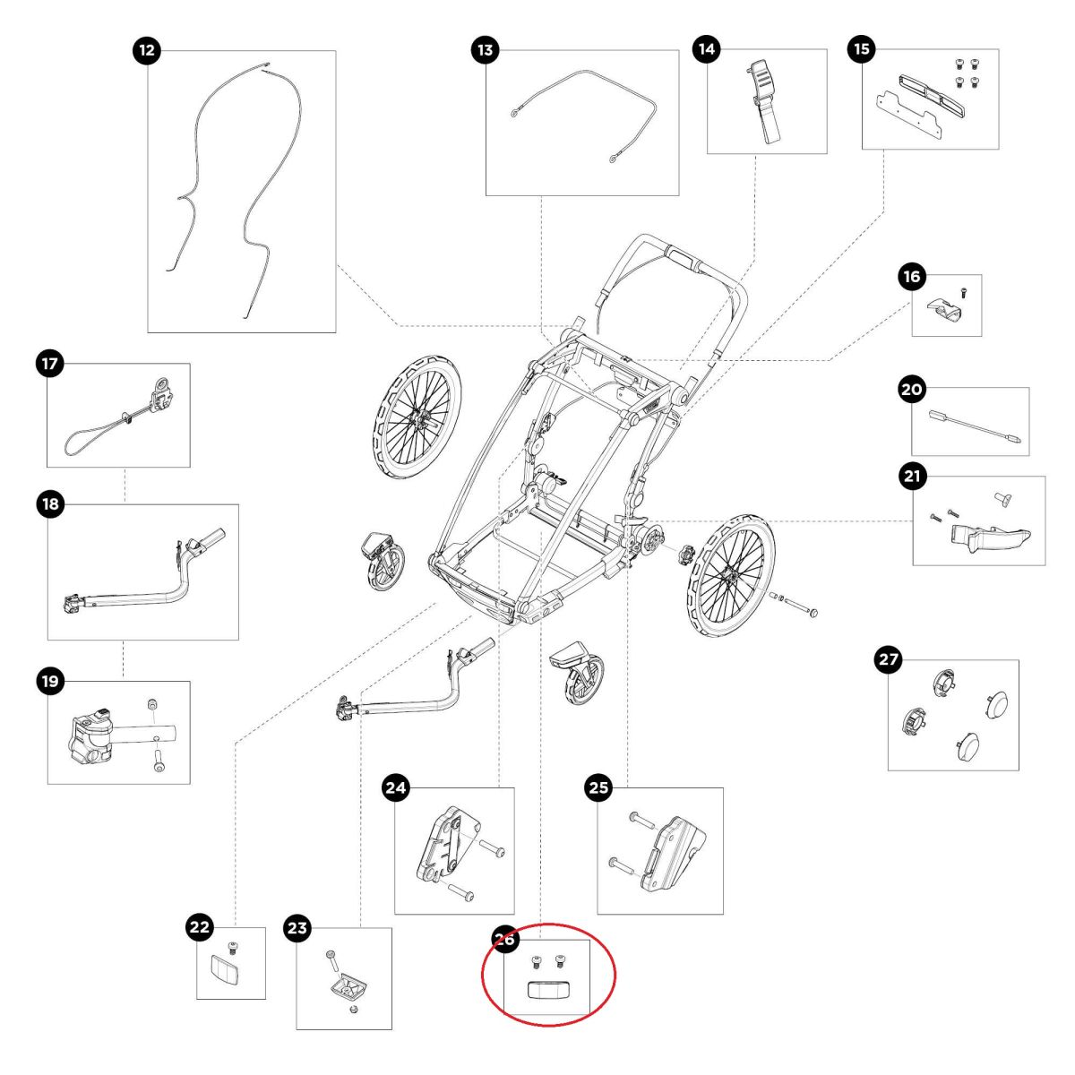 Náhľad produktu - Thule Chariot 2, Thule Bexey - Reflector red 55385