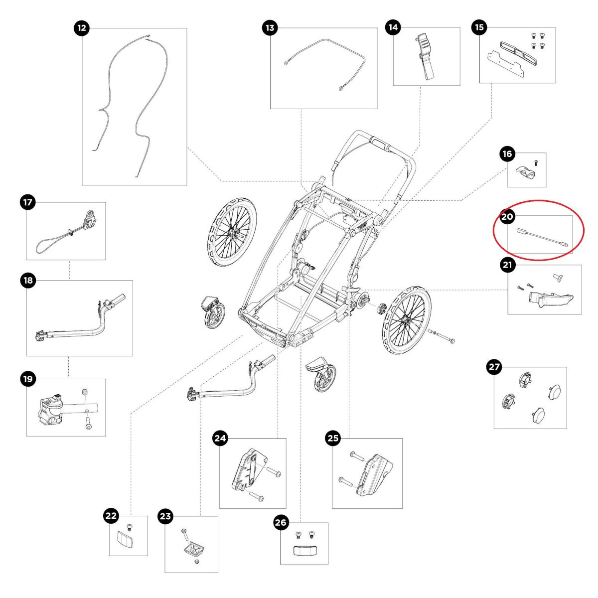 Náhľad produktu - Thule Chariot Sport 2 - Extension cable lamp USB-C 55387