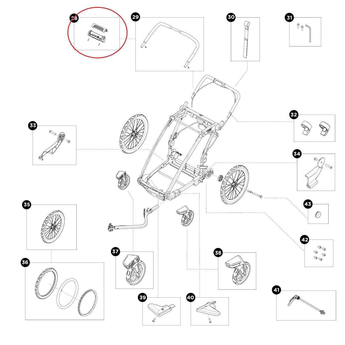 Náhľad produktu - Thule Chariot Sport 2 - Twist handle assembly 55215