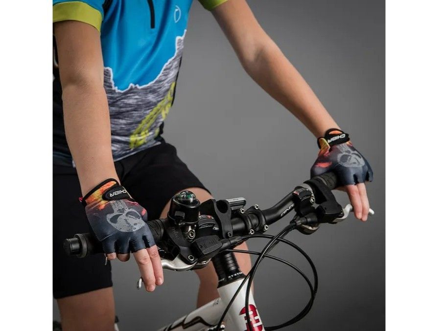 Náhľad produktu - Cyklistické rukavice pre deti Cool Kids Lebka - M