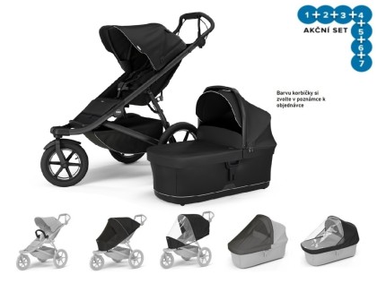 Thule Urban Glide 3 Black Magnet. Buckle + korba + plášť + moskyt. + madlo + plášť.korba + mosk.korb