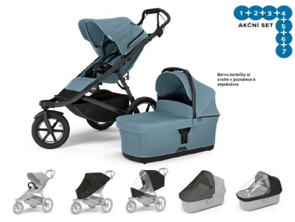 Thule Urban Glide 3 MBlue Magnet. Buckle + korba + plášť + moskyt. + madlo + plášť.korba + mosk.korb