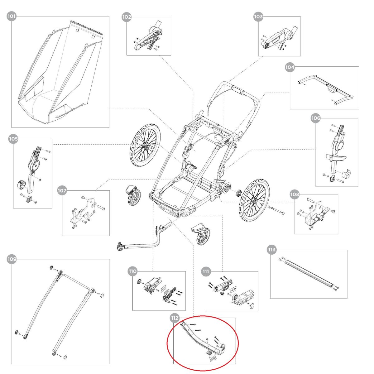 Náhľad produktu - Footwell assembly - single - black - Thule Chariot Sport 2