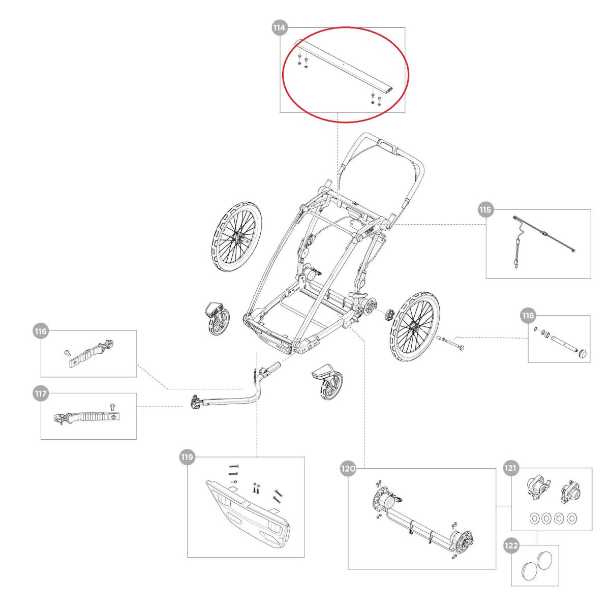 Náhľad produktu - Accessory bar with lamp track - black - Thule Chariot Sport 2