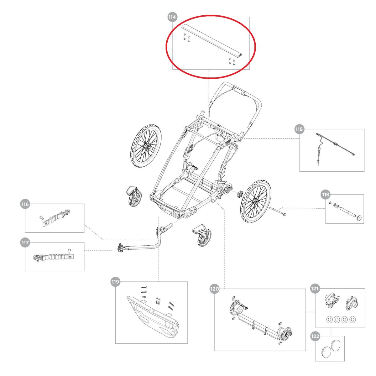 Náhľad produktu - Accessory bar with lamp track - aluminum - Thule Chariot Sport 2 55260