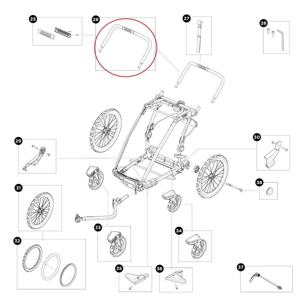 Náhľad produktu - Handlebar - single - Thule Chariot Cross 2 55171