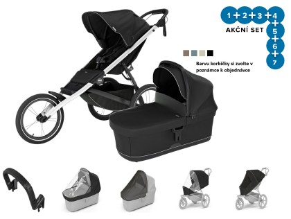 Thule Glide 3 Black + korba + pláštenka + moskytiéra + madlo + plášť. korba + moskyt. korba