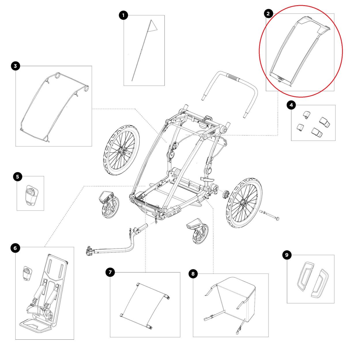 Náhľad produktu - Thule Chariot 2 - Mesh cover - single - dark slate 55179