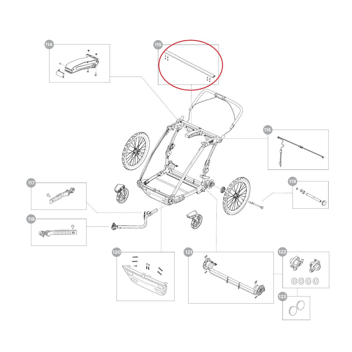 Náhľad produktu - Thule Chariot Sport 2 - Accessory bar with lamp track - aluminum 55258
