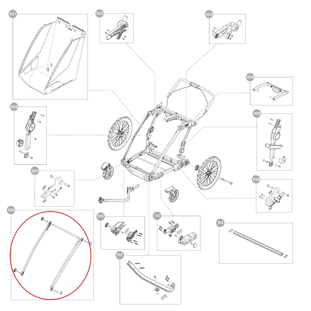 Náhľad produktu - Thule Chariot Sport 2 - Double- Frame front upper - Black 55241