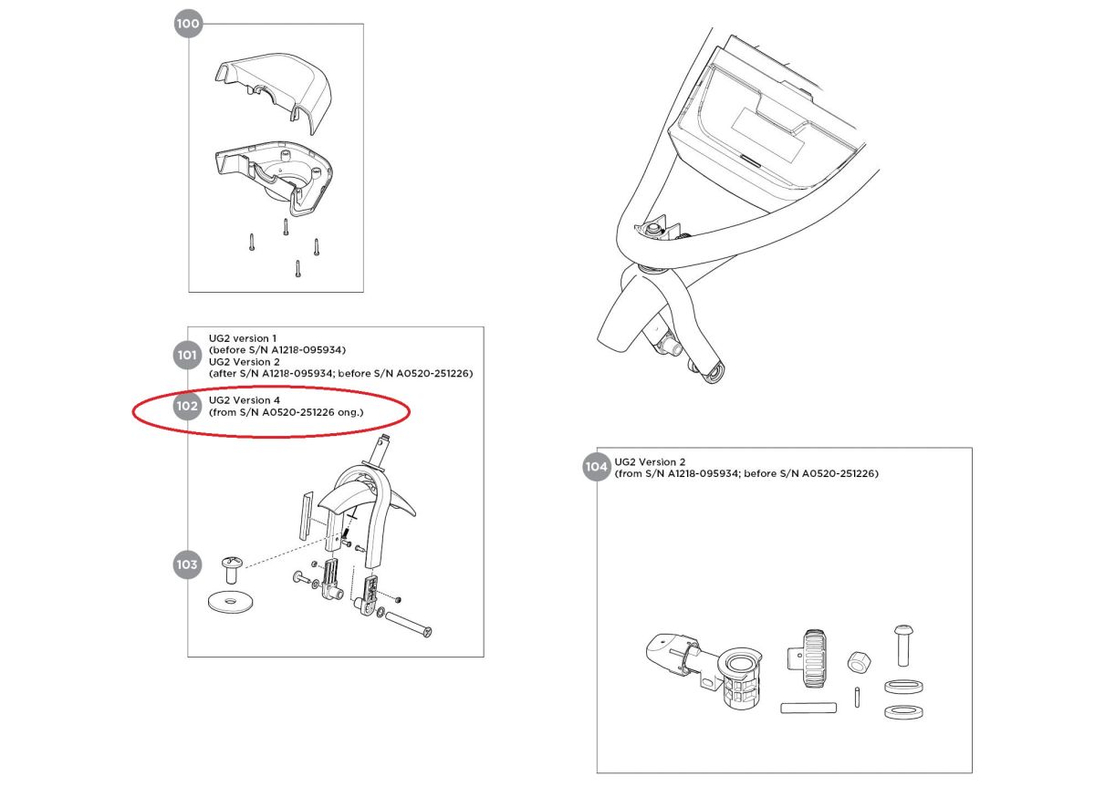 Náhľad produktu - Thule Front fork and caster assembly - single - Alu 55076