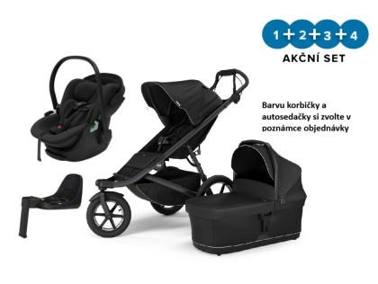 Thule Urban Glide 3 Black - MB + hlboká korba + ISOFIX Base Alfi + autosedačka Maple