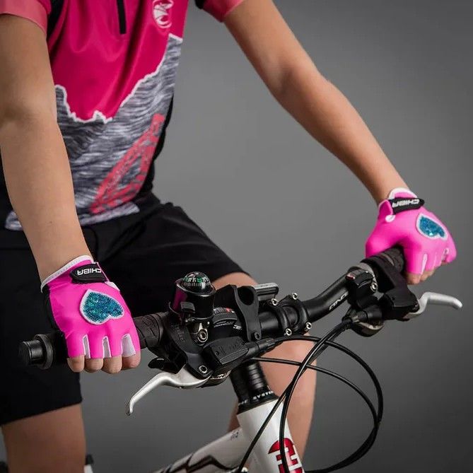 Náhľad produktu - Cyklistické rukavice pre deti COOL KIDS Srdce - XS