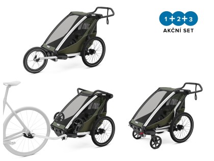 Náhľad produktu - Thule Chariot Lite SINGLE Vintage Green + bike set + kočíkový set + bežecký set