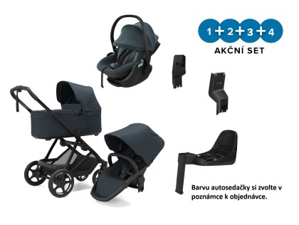 Thule Charm 2 in 1 Darkest Blue + Autosedačka Thule Maple + ISOFIX základňa Thule Alfi + adaptéry
